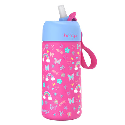 Bentgo Kids Stainless Steel Insulated Water Bottle - Rainbows and Butterflies